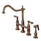 Kingston Brass KS127ALBSAC Heritage Bridge Kitchen Faucet W/ Brass Sprayer, Copper KS127ALBSAC - alternate 1